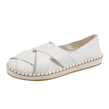 

Simplicity Lady Shoes Fashion Summer And Autumn Women Casual Shoes Shallow Mouth Round Toe Cross Strap Hollow Breathable Leisure And Comfortable