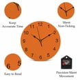 thumbnail image 5 of Wall Clock Bright Orange Clocks PVC Silent Non-Ticking Battery Operated Decorative Solid Color Round Clock for Home Living Room Kitchen Bedroom Office School Wall Decor 14 Inch, 5 of 9