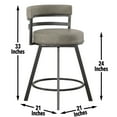 thumbnail image 4 of Steve Silver Gene Metal and Gray Faux Leather Swivel Counter Stool, 4 of 7