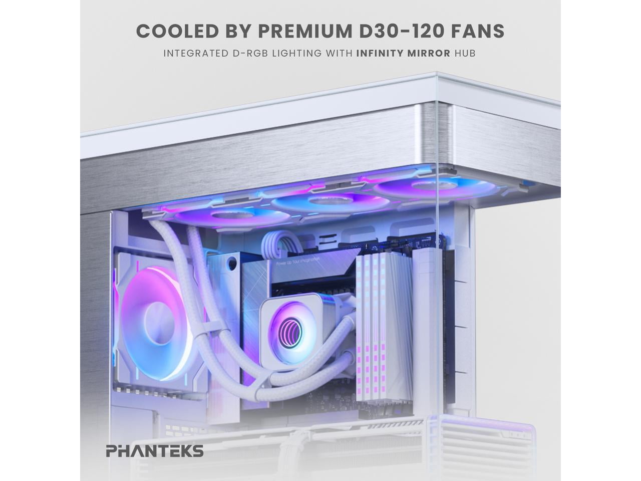 Phanteks Glacier One 360D30 X2 AIO Liquid CPU Cooler, Evolv X2-Design Cap Design, 3x Performance D30-120 D-RGB Fans, for Intel LGA 1851, 1700, 1200, 115x and AMD AM4/AM5 sockets, White