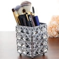 thumbnail image 4 of Portalápices de maquillaje, portalápices de cristal hecho a mano, colección de bolígrafos, almacenamiento de cosméticos para tocador, organizador de escritorio, cuadrado, plateado, 4 of 5