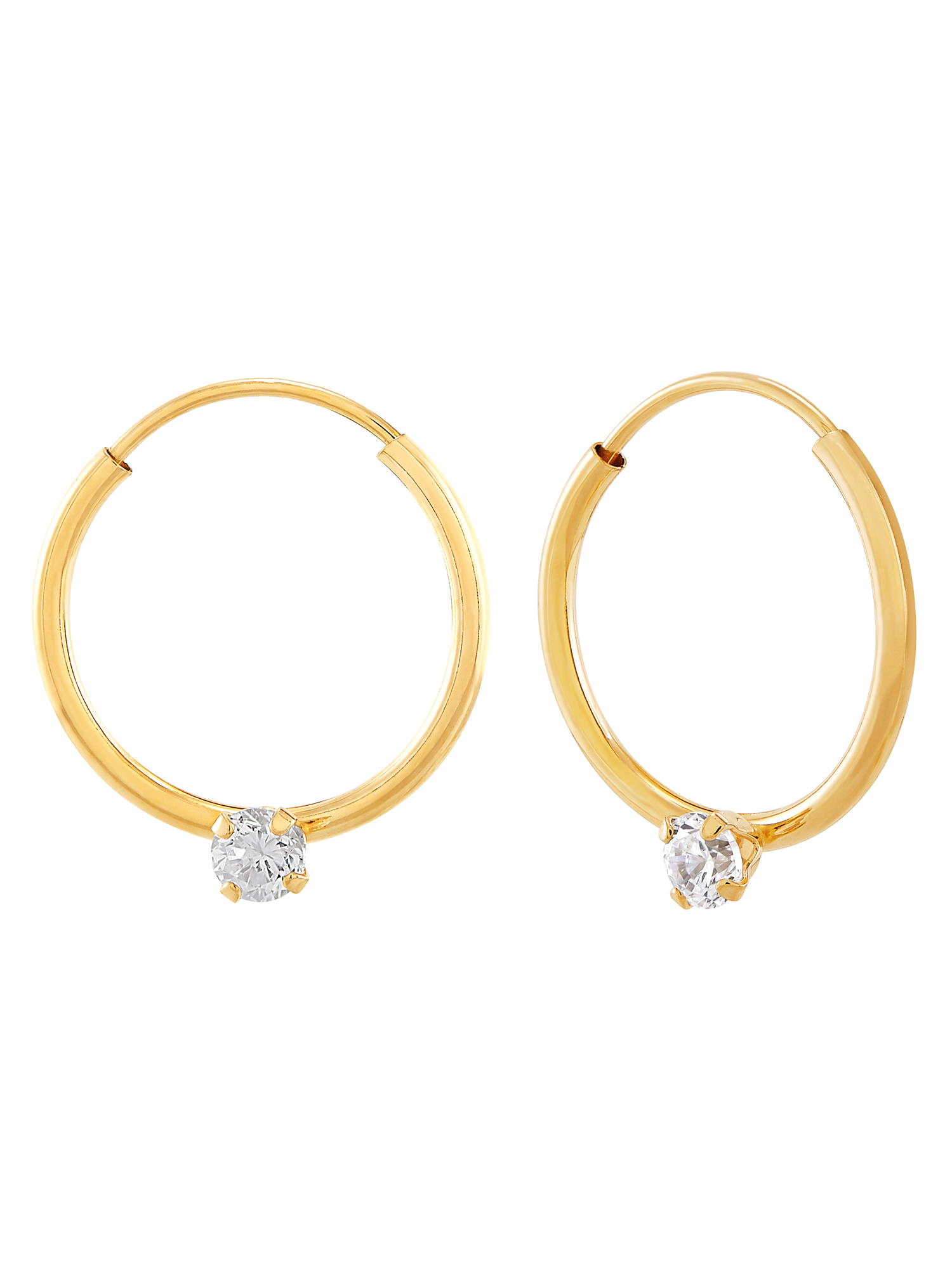 Brilliance Fine Jewelry Hoop with CZ and CZ Studs 10K Yellow Gold Set Earrings - image 2 of 8