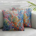 thumbnail image 3 of Chilfamy Marine Sea World Corals Throw Pillow Cover Nature Reef Blue and White Stripes Pillow Case Decorative Square Cushion for Home Couch Bed  White, 3 of 5