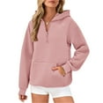 thumbnail image 2 of Sweatshirt for Women,Womens Fall Casual Hoodies Quarter Zip Sweatshirts Casual Long Sleeve V Neck Solid Pullover Tops,Plus Size Sweatshirts for Women,Size:S, 2 of 7