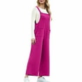 thumbnail image 6 of JURANMO Jumpsuits for Women Loose Wide Leg Bib Overalls Solid Casual Long Rompers Summer Casual One Piece Pants with Pockets Vacation Outfits Hot Pink L Lightning Sales of Today, 6 of 9