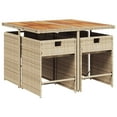 thumbnail image 2 of vidaXL 5 Piece Patio Dining Set with Cushions Beige Poly Rattan, 2 of 9