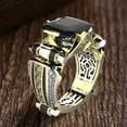 thumbnail image 4 of Kripyery Women Ring Faux Square Crystal Two-tone Vintage Cool Punk Gift Hollow Bling Cubic Zirconia Ladies Finger Ring for Party, 4 of 8