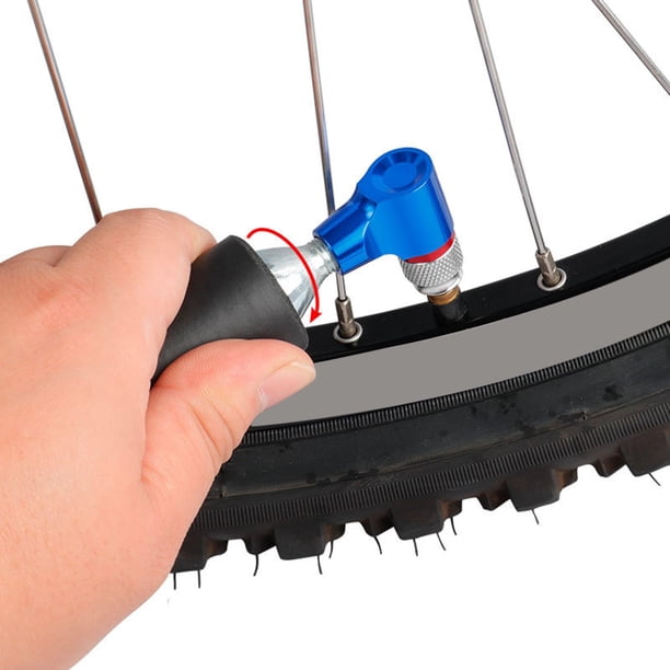 Inflador de neumáticos de bicicleta, bomba de aire portátil, accesorios de aleación de aluminio, conector de inflador de bomba de bicicleta para acamp Azul