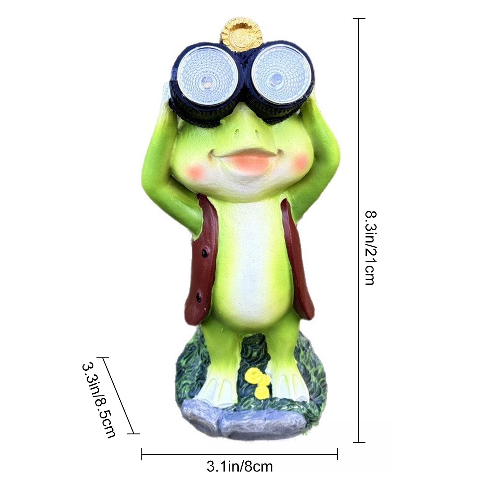 OIUR Solar Frog Statue Garden Frog Sculpture with Telescope Outdoor Frog Statue with Solar Light for Patio Lawn Yard Decoration