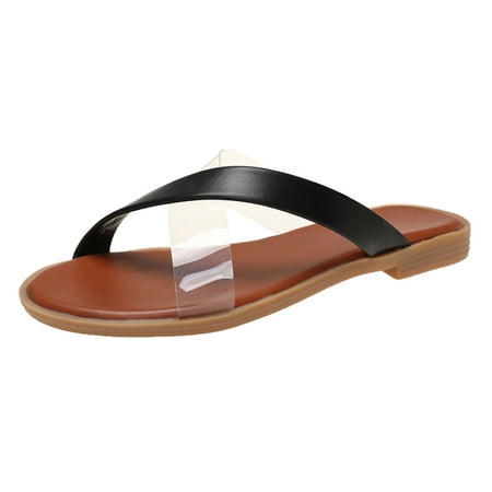 

Womens Flat Slippers Summer Cross Tied Transparent Strap Sandals Outdoor Shoes Summer Open Toe Slide Sandals Comfortable Flats Flip-Flops Sandal Casual Platforms Wedge Sandals Heeled Sandals A447