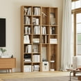 thumbnail image 7 of Hiphuta 7-Tier Double Wide Media Tower Rack, 71 X 20 X 9 Inches CD DVD Slim Storage Cabinet with Adjustable Shelves, Sturdy Tall Narrow Bookcase Display Bookshelf for Home Office, Natural, 7 of 7