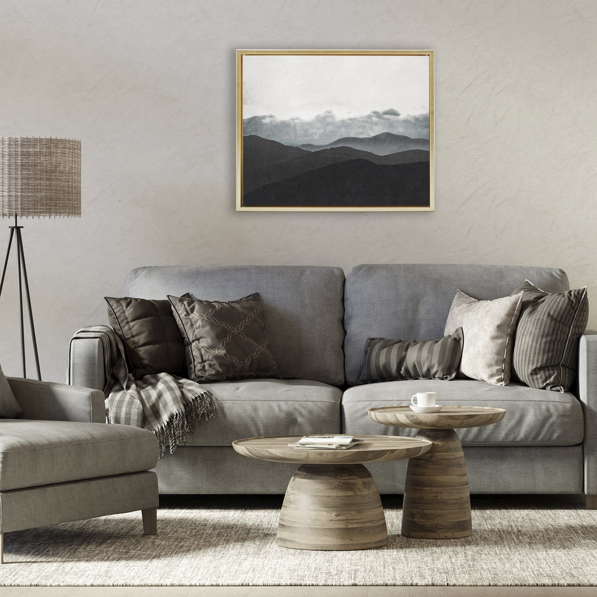 Stupell Industries Layered Foggy Hills Gold Framed Floater Canvas Wall Art, design by Elizabeth Medley