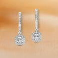 thumbnail image 4 of Diamond Dangle Earring | 8 Carat IGI Certified Cushion Shape Lab Grown Diamond Dangle | 18K in White Gold | Lyra Halo Lab Diamond Earrings | Prong Setting | FG-VS1-VS2 Quality | Friendly Diamonds, 4 of 6