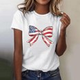 thumbnail image 2 of Women's Short Sleeve T-shirts Round Neck Short Sleeve 4th July Tees USA Flag Independence Day Festival Summer Outfits (M, White 03), 2 of 5