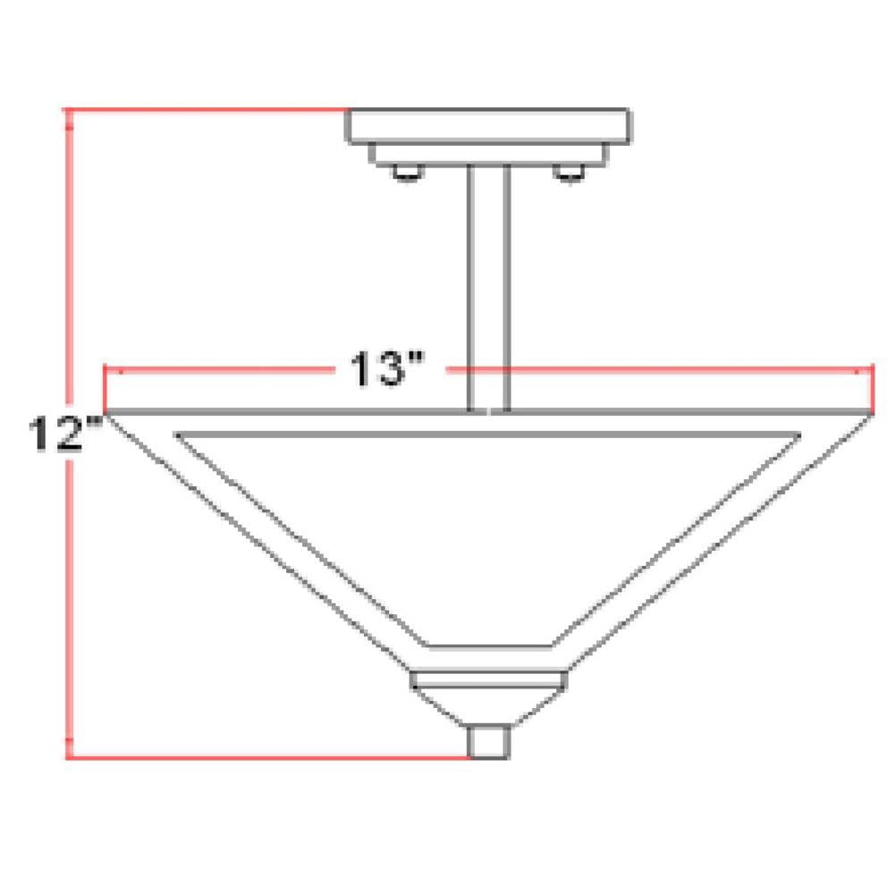 Design House Torino 13" Dimmable 2 Light Satin Nickel Semi Flush Mount Ceiling Light with Snow Glass