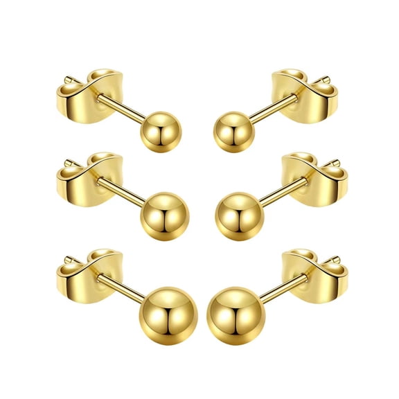 Titanium Ball Earrings Hypoallergenic Studs for Women Men Sensitive Ears Black 3mm 4mm 5mm Titanium Backs