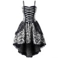 thumbnail image 4 of Ladies Summer Sleeveless Gothic Style Vintage Dark Drawstring Waist Print Lace Sling Dress, 4 of 7