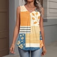 thumbnail image 4 of Women's Tank Tops V Neck Sleeveless Floral Print Loose Fit Casual Basic Summer Blouse for Ladies Orange M, 4 of 5
