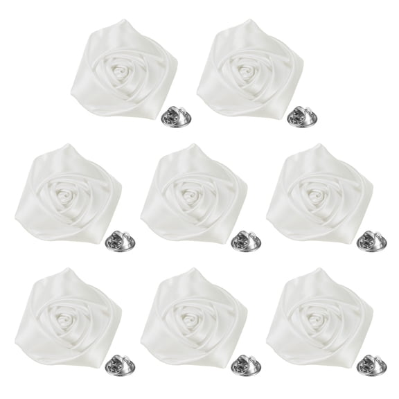 8-Pack Lapel Pin for Men Suits, 1.97" Flower Boutonnieres Brooch Pins [White]
