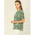 thumbnail image 4 of INSPIRE CHIC Women's Elegant Shirred Short Sleeve Regular Fit Floral Top, 4 of 4