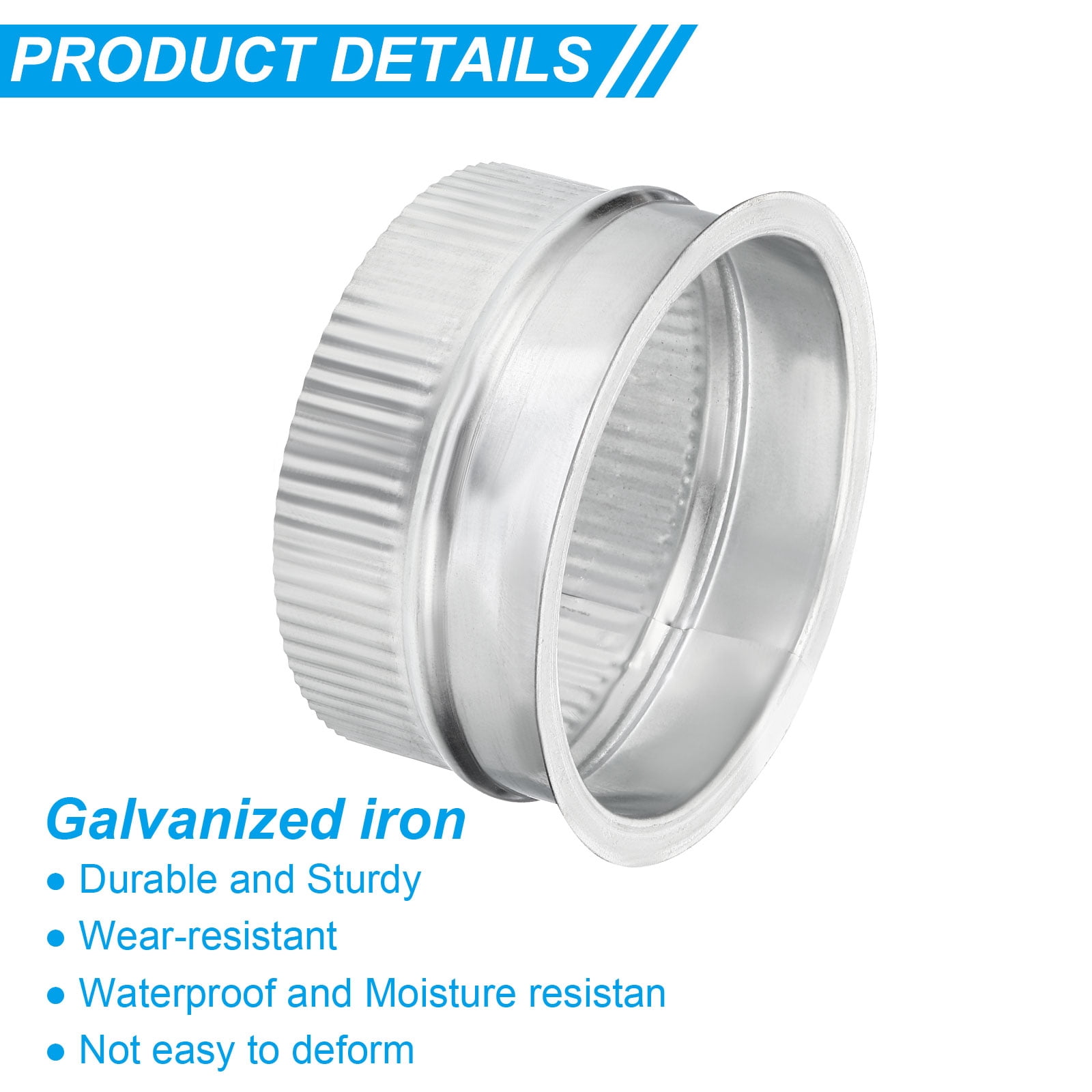 Uxcell 5 inch Duct Collar, 1Pcs Duct Connector Flange Galvanized Iron Tight Vent Air Duct Fitting for Home Office