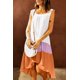 thumbnail image 2 of ABPHQTO Vestido a media pierna con cuello cuadrado y bloques de colores de niveles altos y bajos multicolor para mujer, 2 of 5