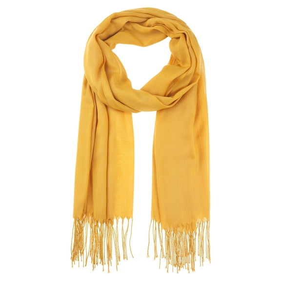 Bufanda de invierno cálida de imitación de cachemira INSPIRE CHIC, chal de franjas de color sólido para mujeres y hombres 78.7"x27.6" Amarillo Jengibre
