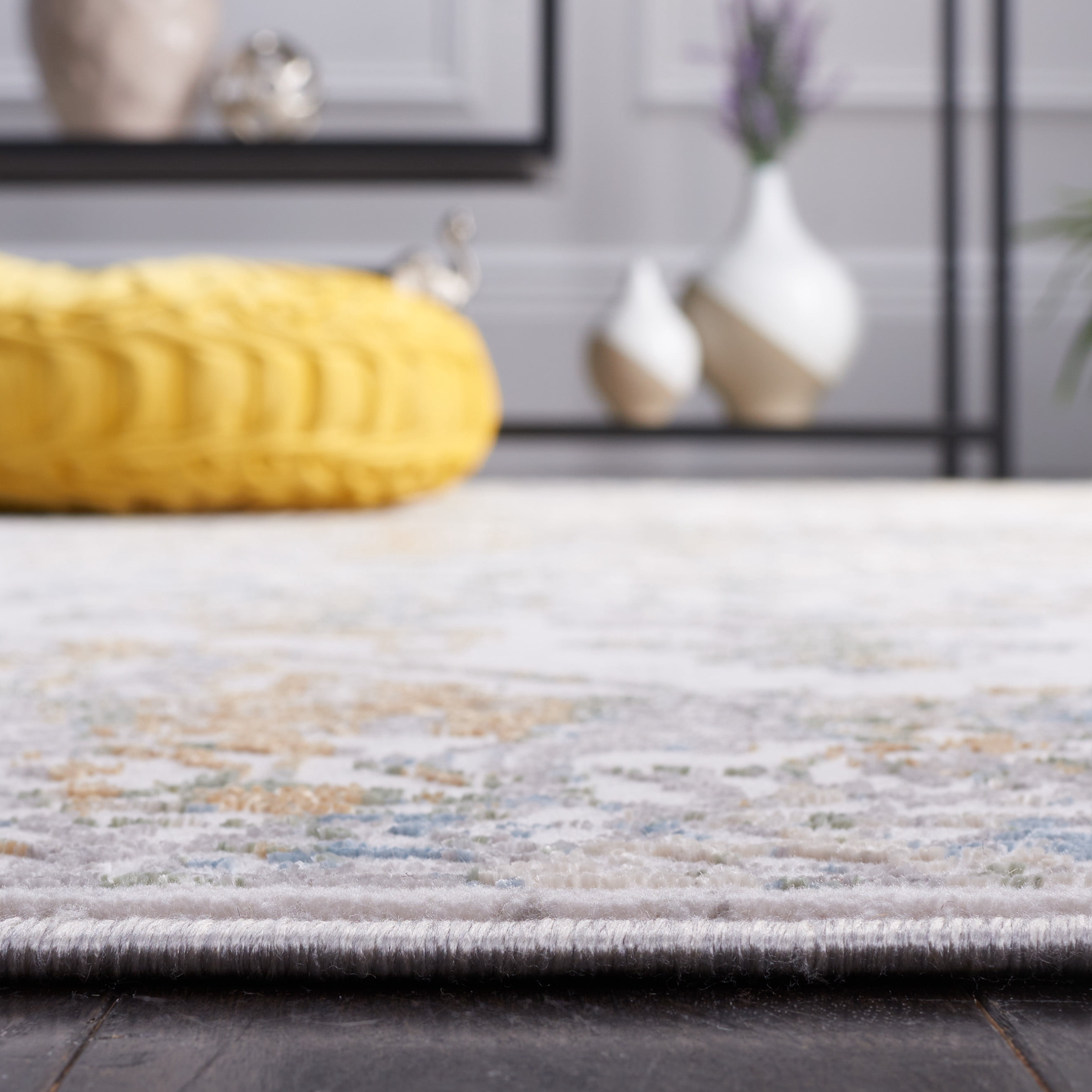SAFAVIEH Bel Air Ezra Oriental Polyester Area Rug, Ivory/Gray, 8' x 10'
