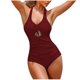 thumbnail image 1 of Bikini de Corte Alto de Mujer de Color Sólido con Cojín de Pecho, Correa sin Espalda Sexy sin Soporte de Acero, 1 of 7