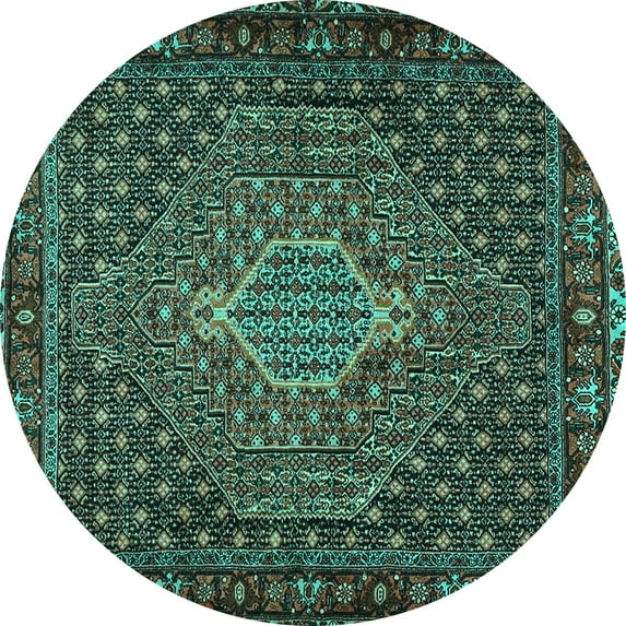Ahgly Company Indoor Round Persian Turquoise Blue Traditional Area Rugs, 6' Round