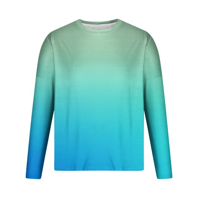 LNWUY Men's Plus Size Crew Neck Long Sleeve Pullover Gradient Contrast Color Quick Dry Athletic Workout Gym Breathable Sweatshirt Top Green S