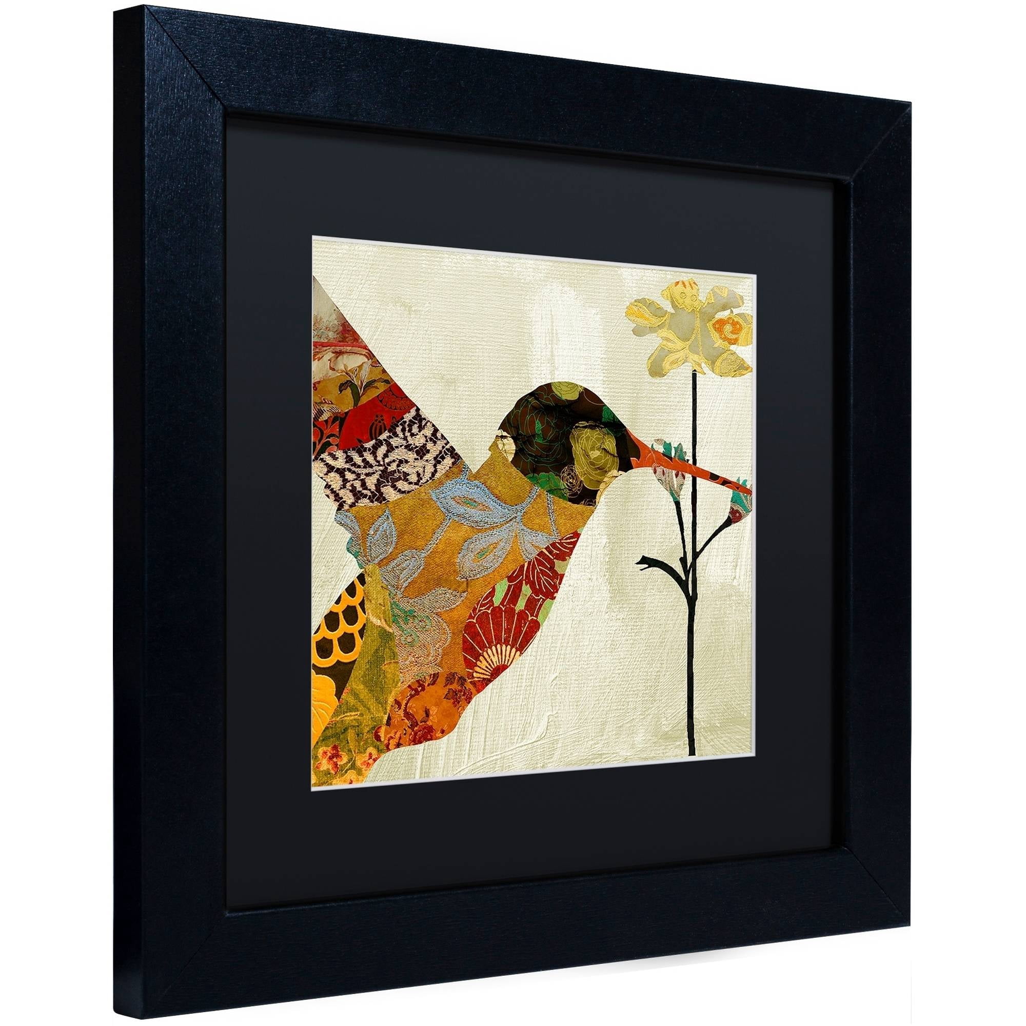 Trademark Fine Art "Hummingbird Brocade III" Canvas Art by Color Bakery Black Matte, Black Frame