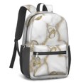 thumbnail image 2 of White and Gold Marble Pattern 17" Waterproof Oxford School Backpacks for Teens, S-Shape Padded Straps, for School, Travel, Hiking, Camping, 2 of 5