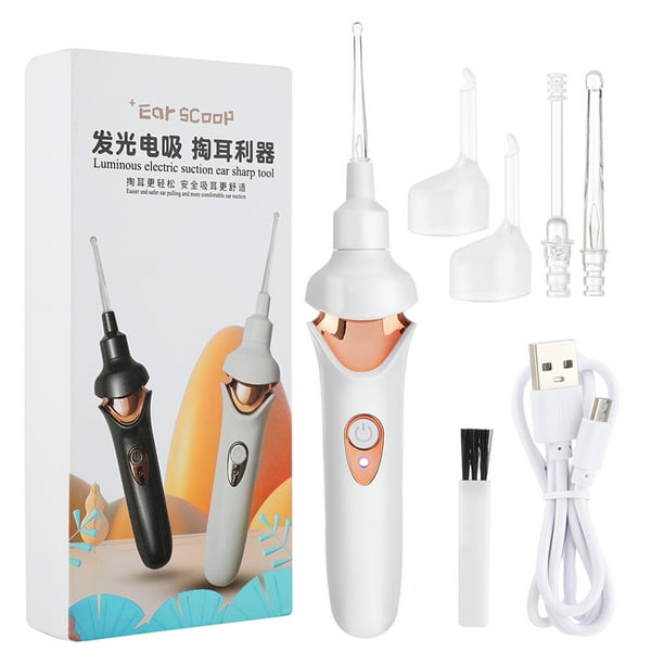 AFD 6PCS Kit de retrait de cérumen, nettoyeur d'oreille, nettoyage d'oreille  interne sous vide électrique portable pour enfants ou adultes, blanc 