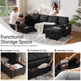 thumbnail image 6 of Convertible Sectional Sleeper Sofa Bed Pull Out Couch U-Shaped with Reversible Chaise for Small Living Room,Apartment,Small Space - Gray, 6 of 10