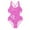 Pink, variant on Povozer Toddler Swimsuit Girl Girls Swimsuit One Piece Bathing Suit Color Contrast Trim Girls' Swimwear with Cover Up Skirt for 7-8 Years,Hot Pink