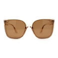 thumbnail image 1 of Womens Inset Lens Horn Rim Plastic Oversize Sunglasses Beige Brown, 1 of 4