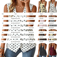 thumbnail image 3 of VISALY Sleeveless Button Down Vest for Women V Neck Loose Casual Waistcoat with Pockets Polka Dot Printed Layering Outerwear Loose Business Dressy Casual Work Office Waistcoat Blazer Vest Pink S, 3 of 7