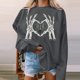 thumbnail image 2 of Blusa holgada de manga larga con estampado de otoño a la moda de Halloween para mujer, jersey informal de cuello redondo, Tops, sudadera Fridja  bvmnju6931, 2 of 5