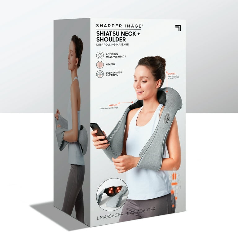 Sharper Image Realtouch Shiatsu Wireless Neck and Back Massager with Heat -  Gray
