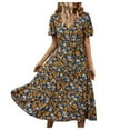 thumbnail image 1 of PENGXIANG Femmes Casual Print Fleur Slim Été Manches Courtes V-Cou Robe, 1 of 3