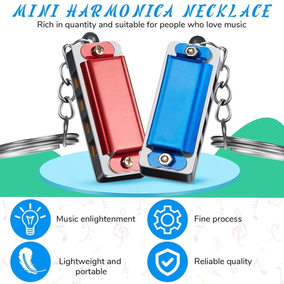 32 Pack ​Mini Harmonica​ Keychains, 4 Hole 8 Tone Metal ​Harmonica​ for Kids and Adults, Portable ​Music Keychain​ Wind Instrument, ​Music Party Favors​ for Christmas Valentine Gifts, Assorted Colors
