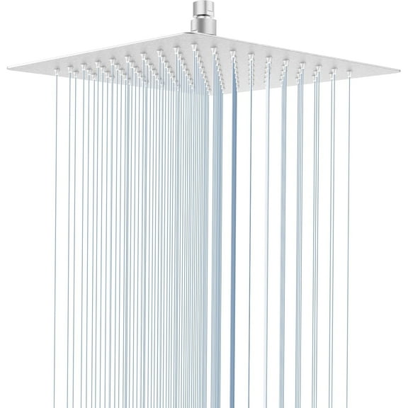 Rain Shower Head, Ultra Thin 10 Inch High Pressure Square Stainless Steel Rainfall Shower Head with 360° Rotation Waterfall for Full Body Coverage, Brush Nickel