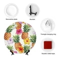 thumbnail image 4 of Daiia Hawaiian Pineappl Printed Pattern Ceramic Plate Dinner Plates Bone China Decorative Plates with Display Stand Art Ceramic Ornaments for Wall Hanging Decoration-7in, 4 of 6
