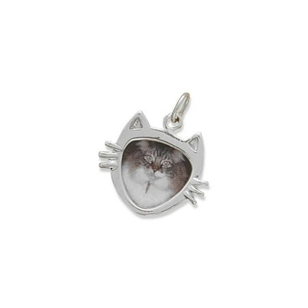 Rembrandt Cat Charm - Cat Face Picture Frame Charm Sterling Silver