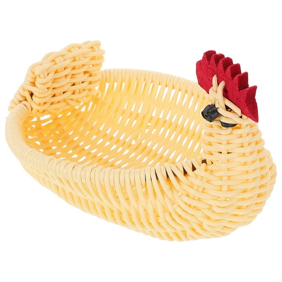HOMEMAXS Woven Chicken Shaped Basket Animal Fruit Basket Easter Storage Basket Vegetable Nut Tray Basket Easter Decoration Tray for Home Kitchens Use