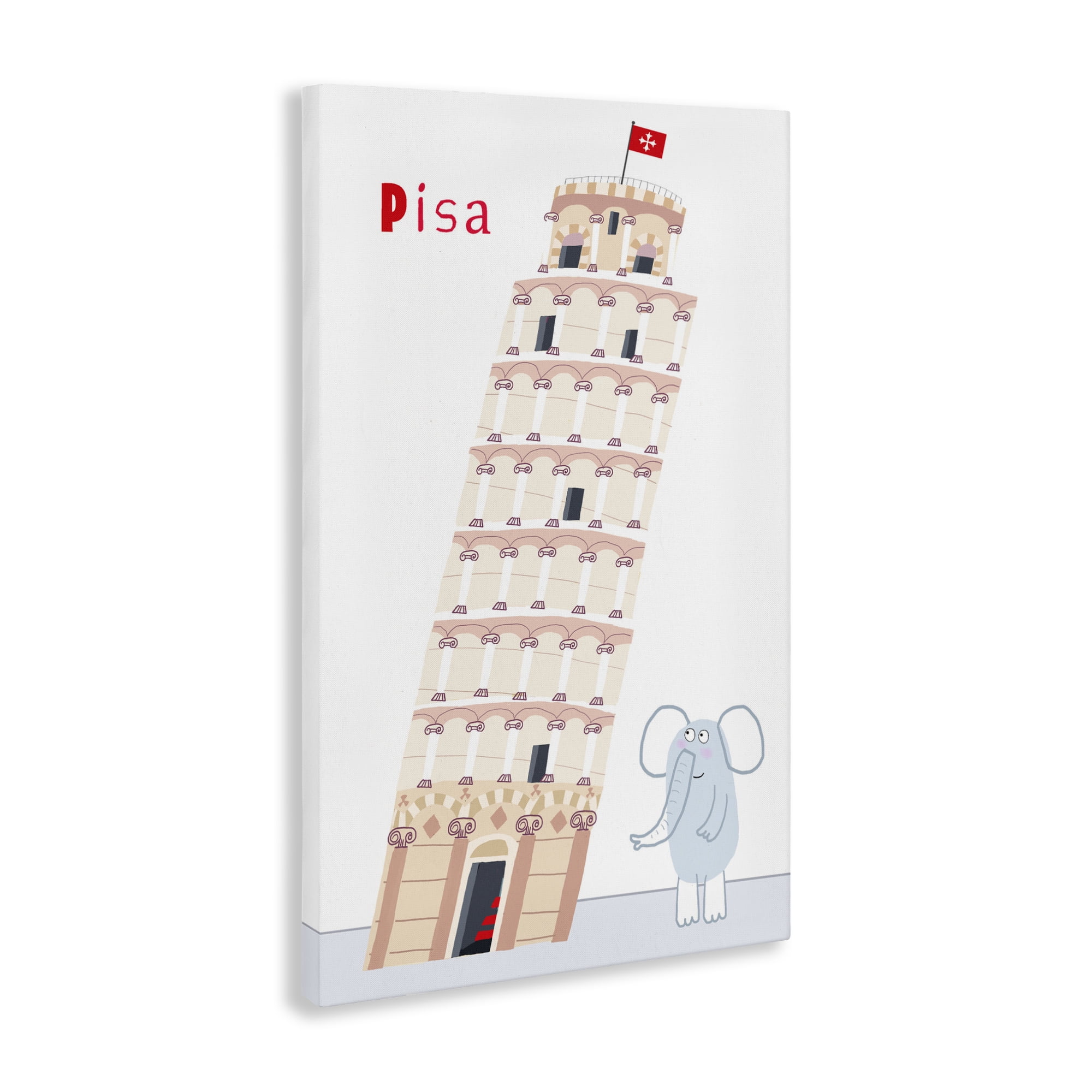 Elephant & Leaning Tower Pisa Canvas Wall Art, design by Carla Daly