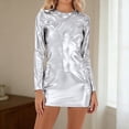thumbnail image 2 of QHFBli Femmes Brillant Col Roulé Manches Longues Gymnastique Danse Justaucorps justaucorps Shorts Combinaison Rave, 2 of 4