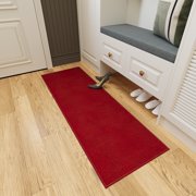 Ottomanson Non-Slip Hallway Runner Rug 1'10 x 6' Stain-Resistant Low Pile Carpet for Kitchen, Red