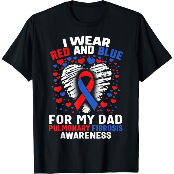 Premium Comfort - Pulmonary Fibrosis I Wear Red Blue For Dad Awareness Ribbon T-Shirt